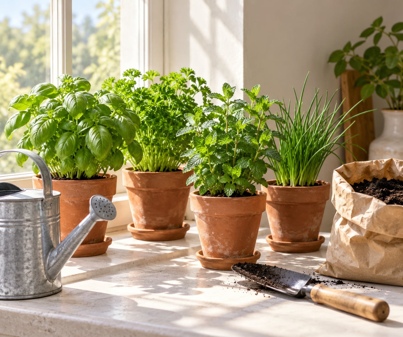 how to grow herbs on a windowsill