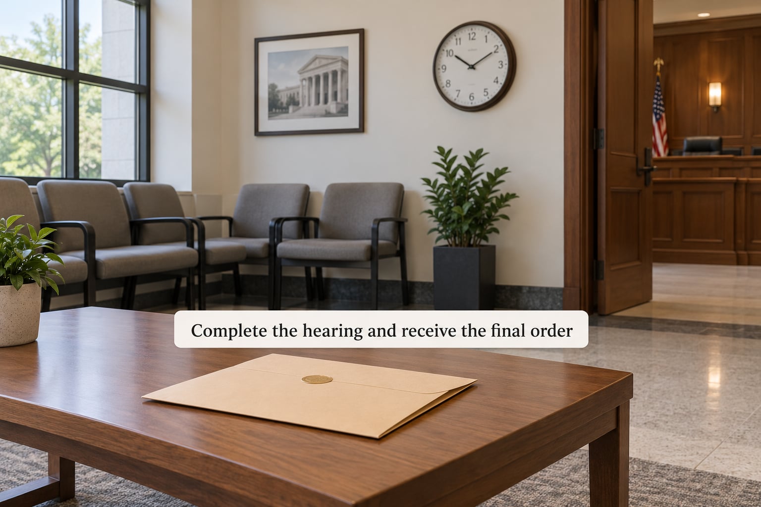 Complete the hearing and receive the final order