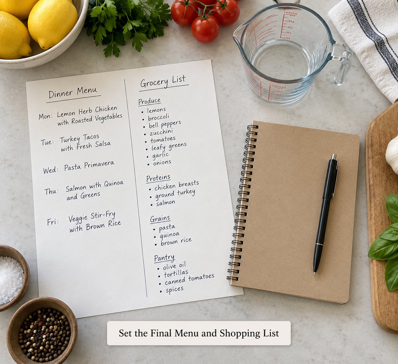 Set the Final Menu and Shopping List