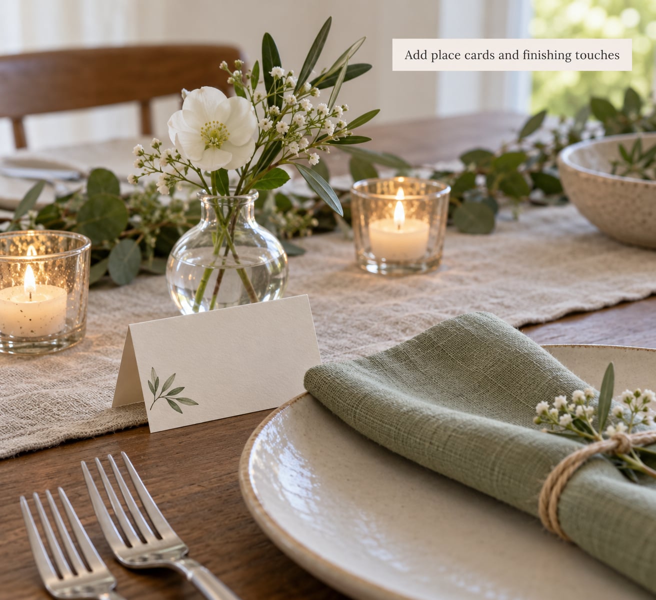 Add place cards and finishing touches