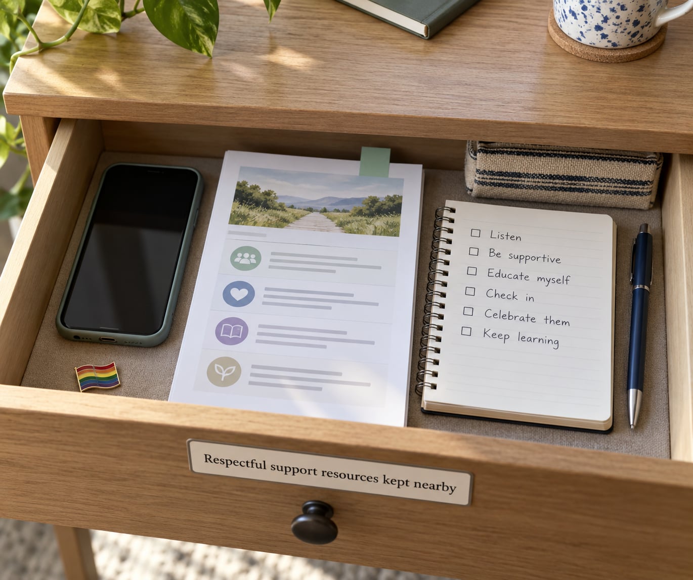 Respectful support resources kept nearby